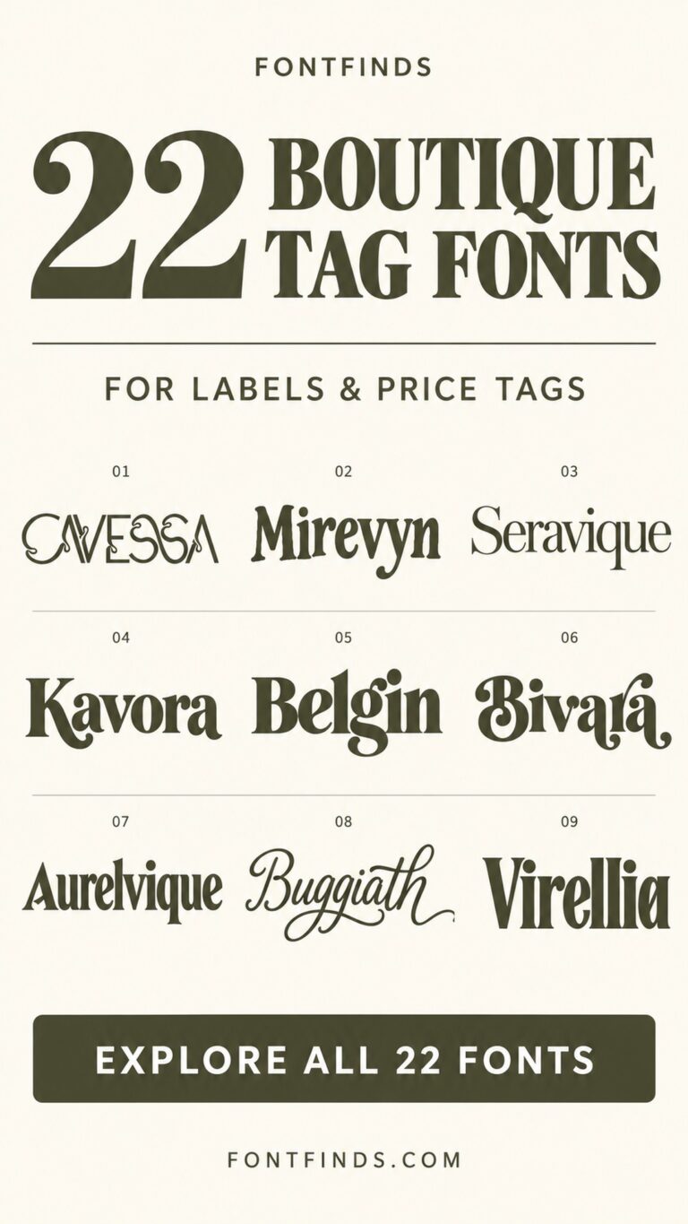 22 boutique price tag fonts — nine lettering previews