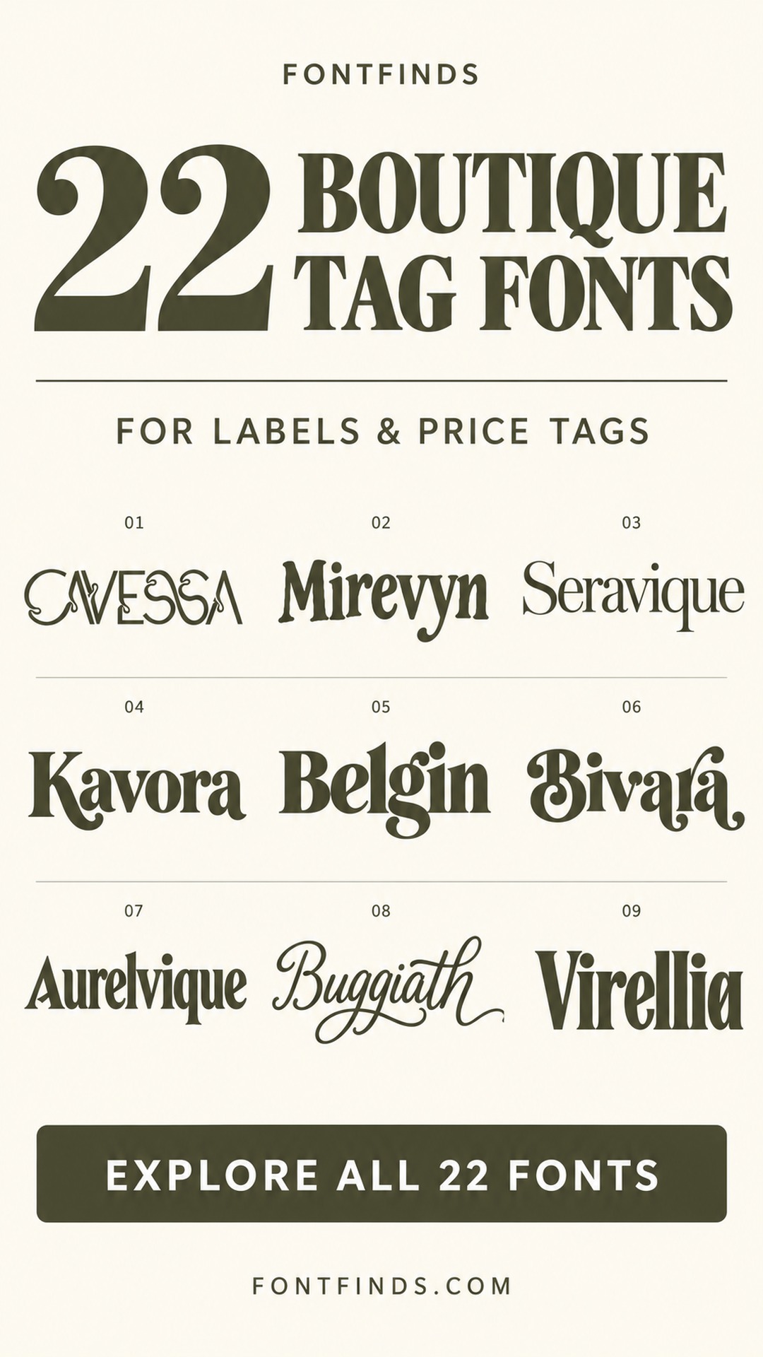 22 boutique price tag fonts — nine lettering previews