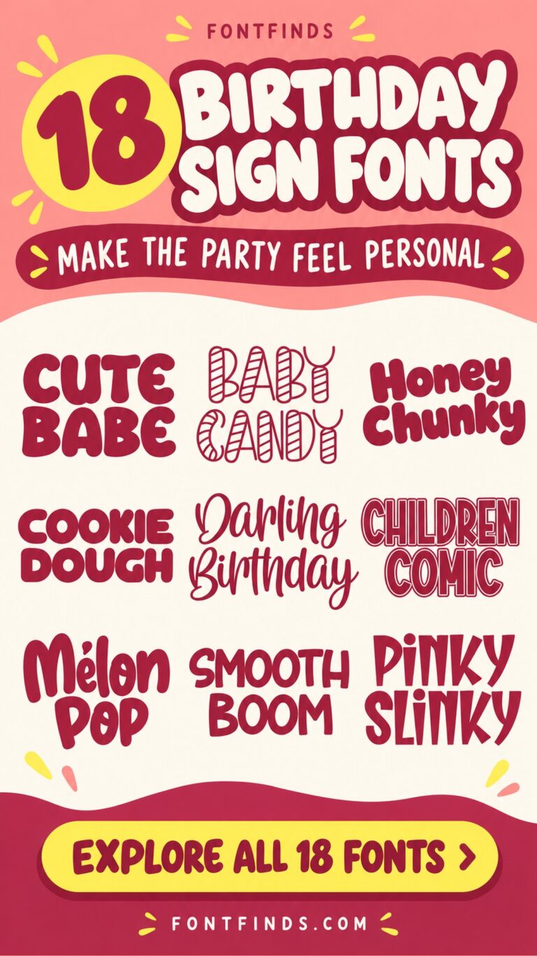 18 birthday party sign fonts — nine lettering previews