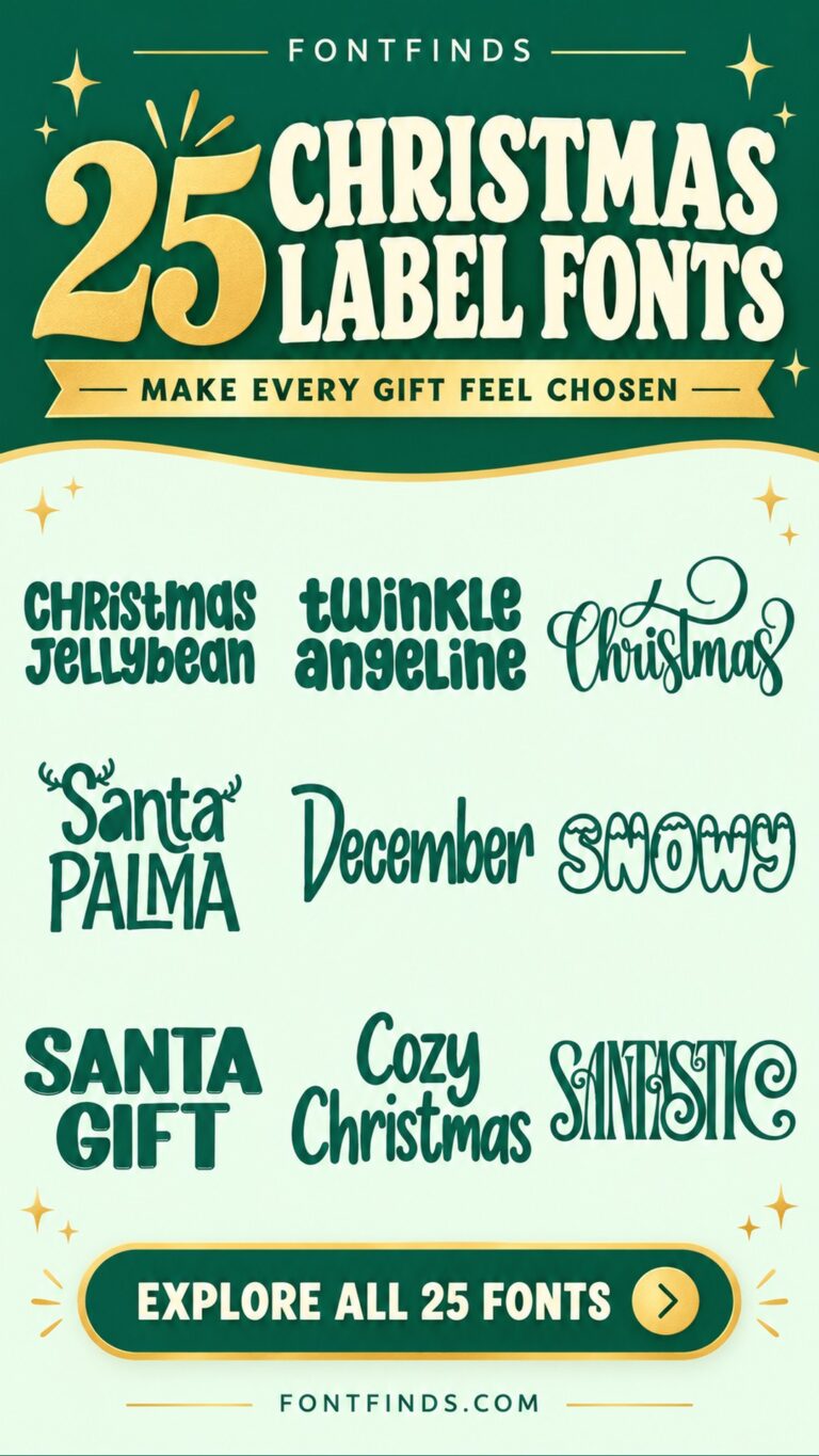 25 christmas gift box label fonts — nine lettering previews
