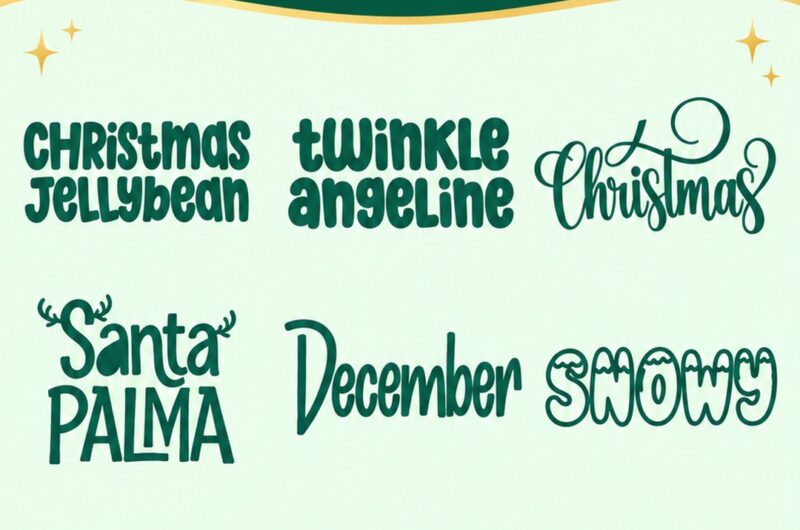 25 christmas gift box label fonts — nine lettering previews