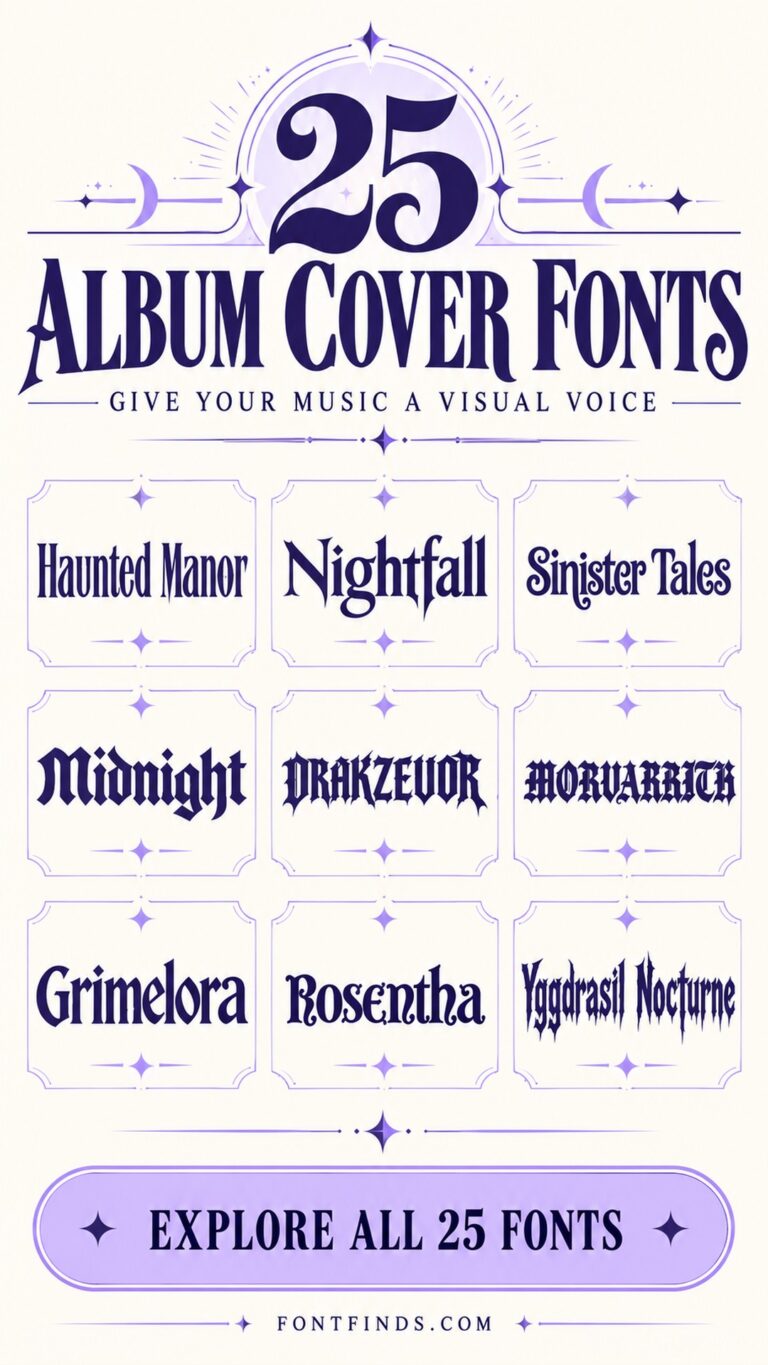 25 album cover fonts — nine lettering previews