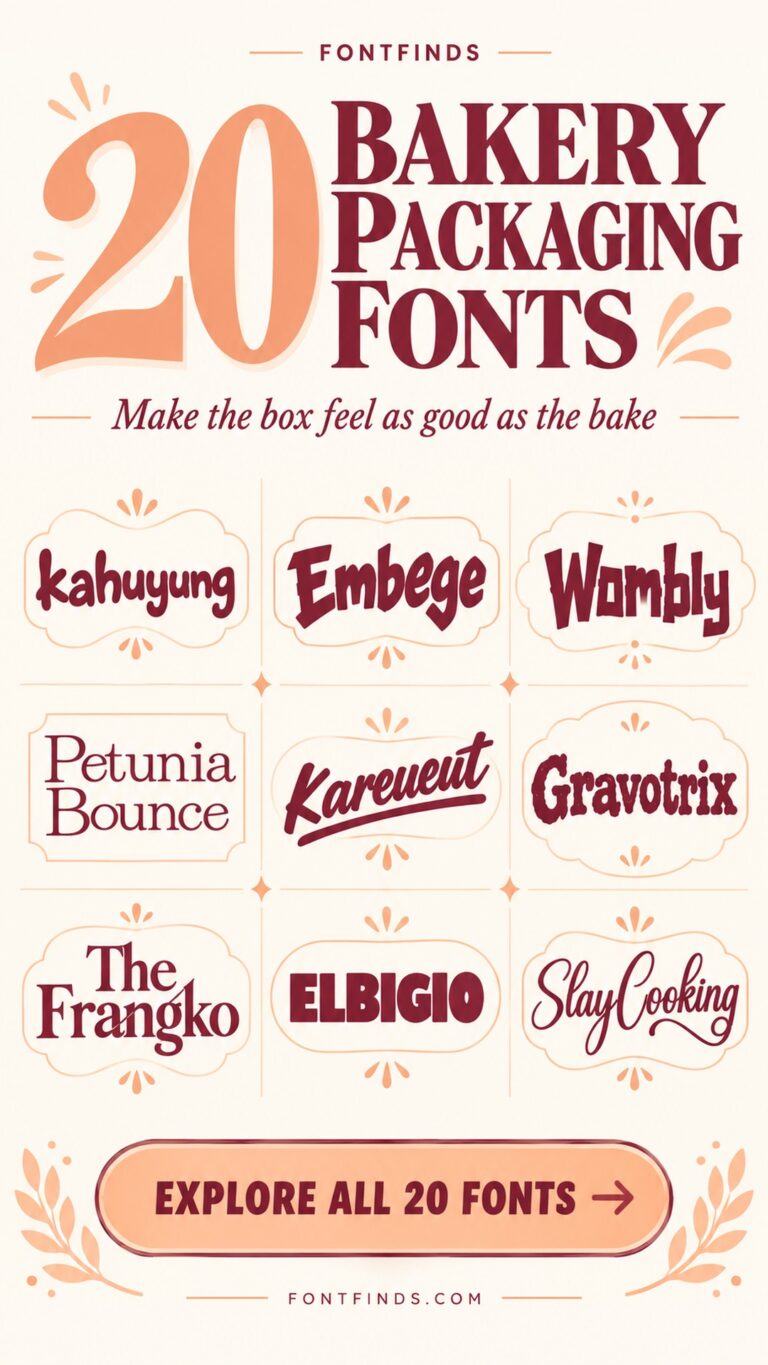 20 bakery packaging fonts — nine lettering previews