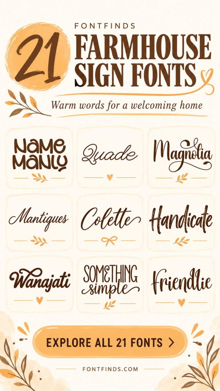 21 farmhouse sign fonts — nine lettering previews