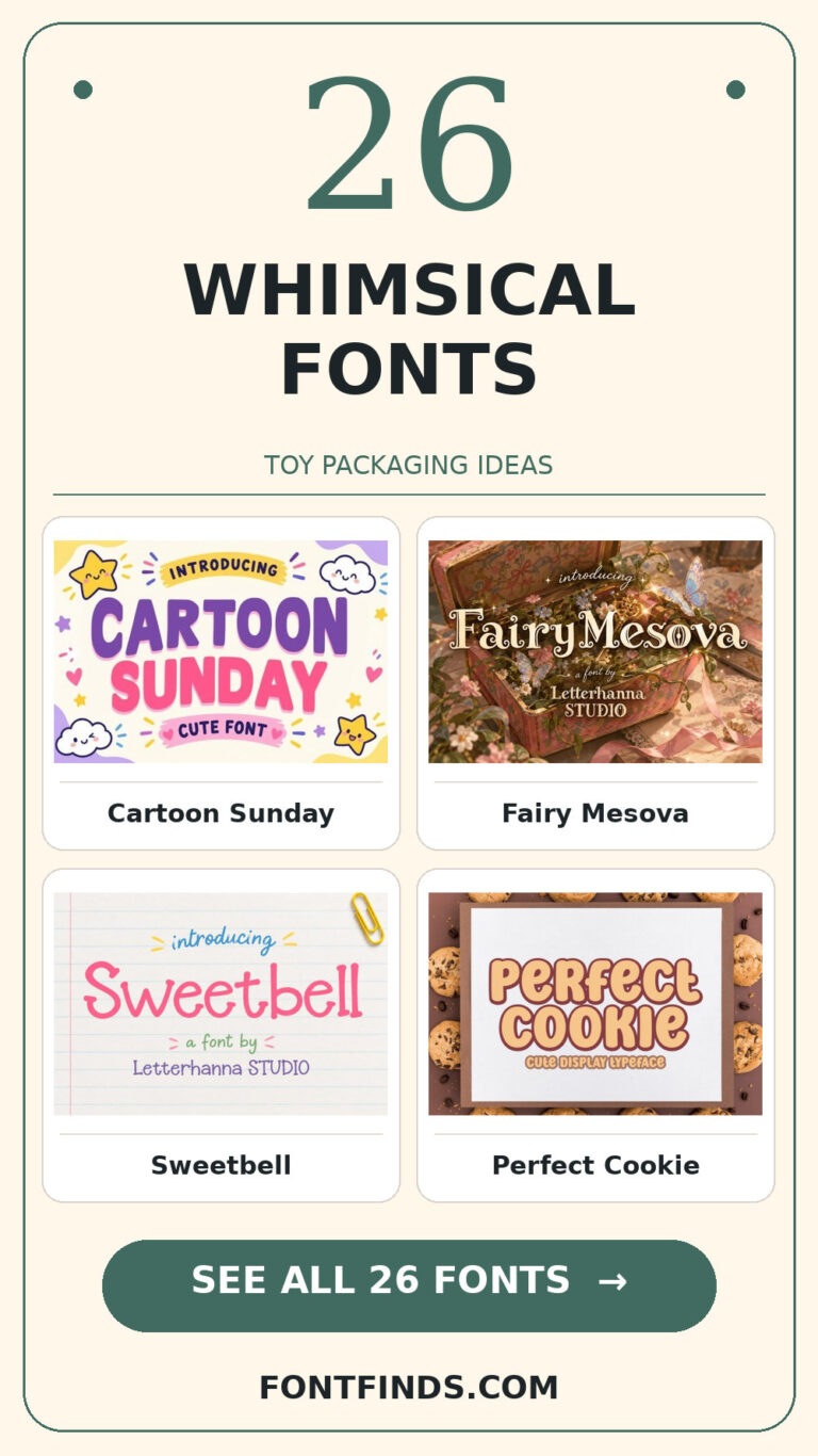 whimsical fonts for toy packaging: 26 font previews and design ideas from FontFinds
