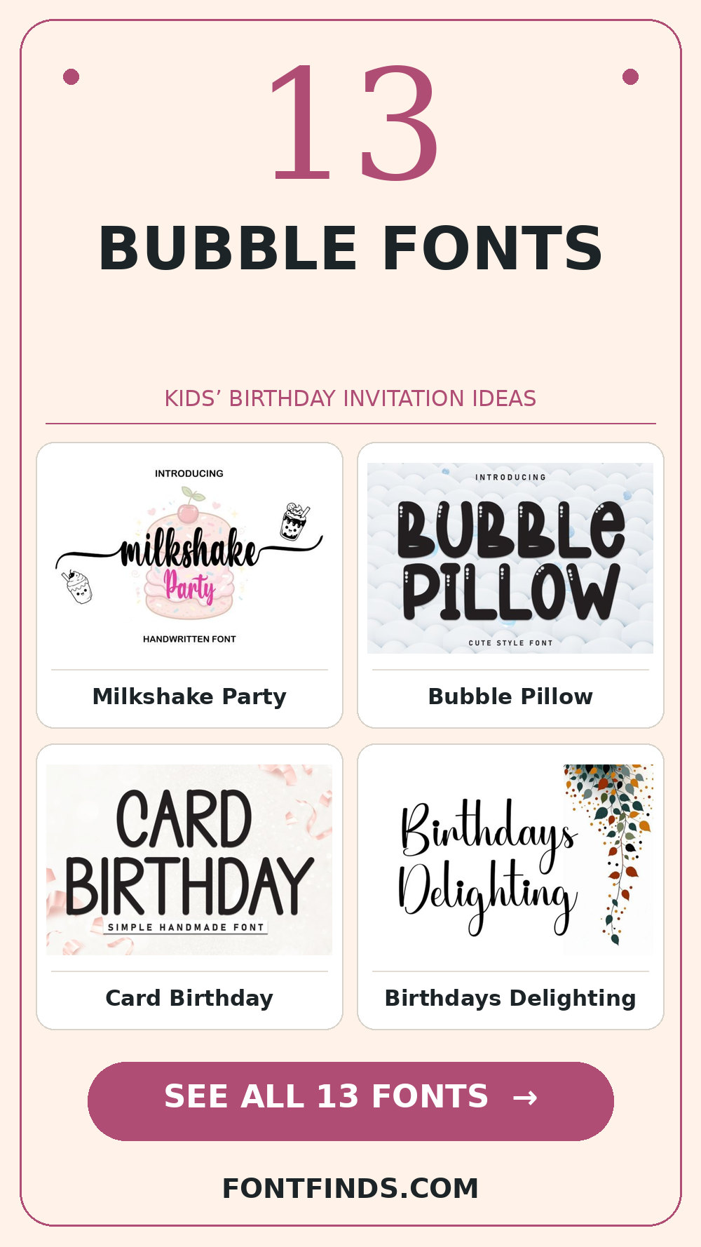 bubble fonts for birthdays: 13 font previews and design ideas from FontFinds